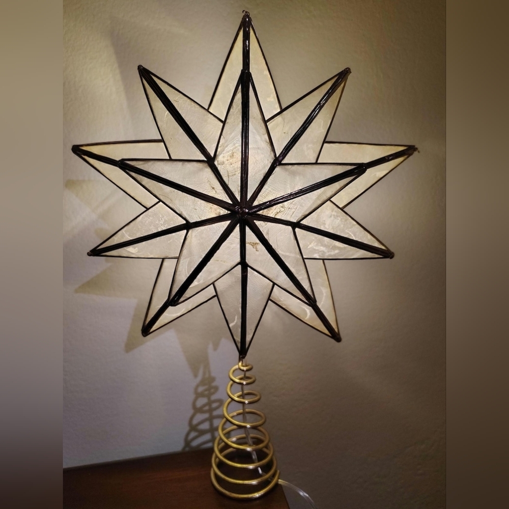 Capiz Shell Star Lighted Tree Topper - Picture 2 of 7